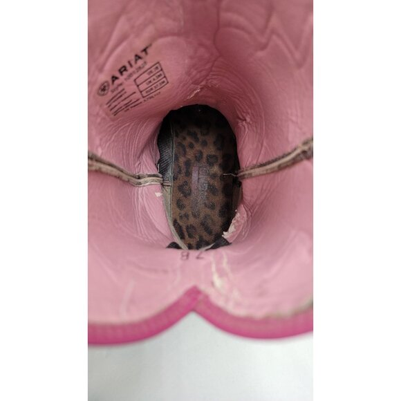 Ariat Western Boot Brown/Pink Camo Leather & Fabric Womens 7B - Picture 7 of 14